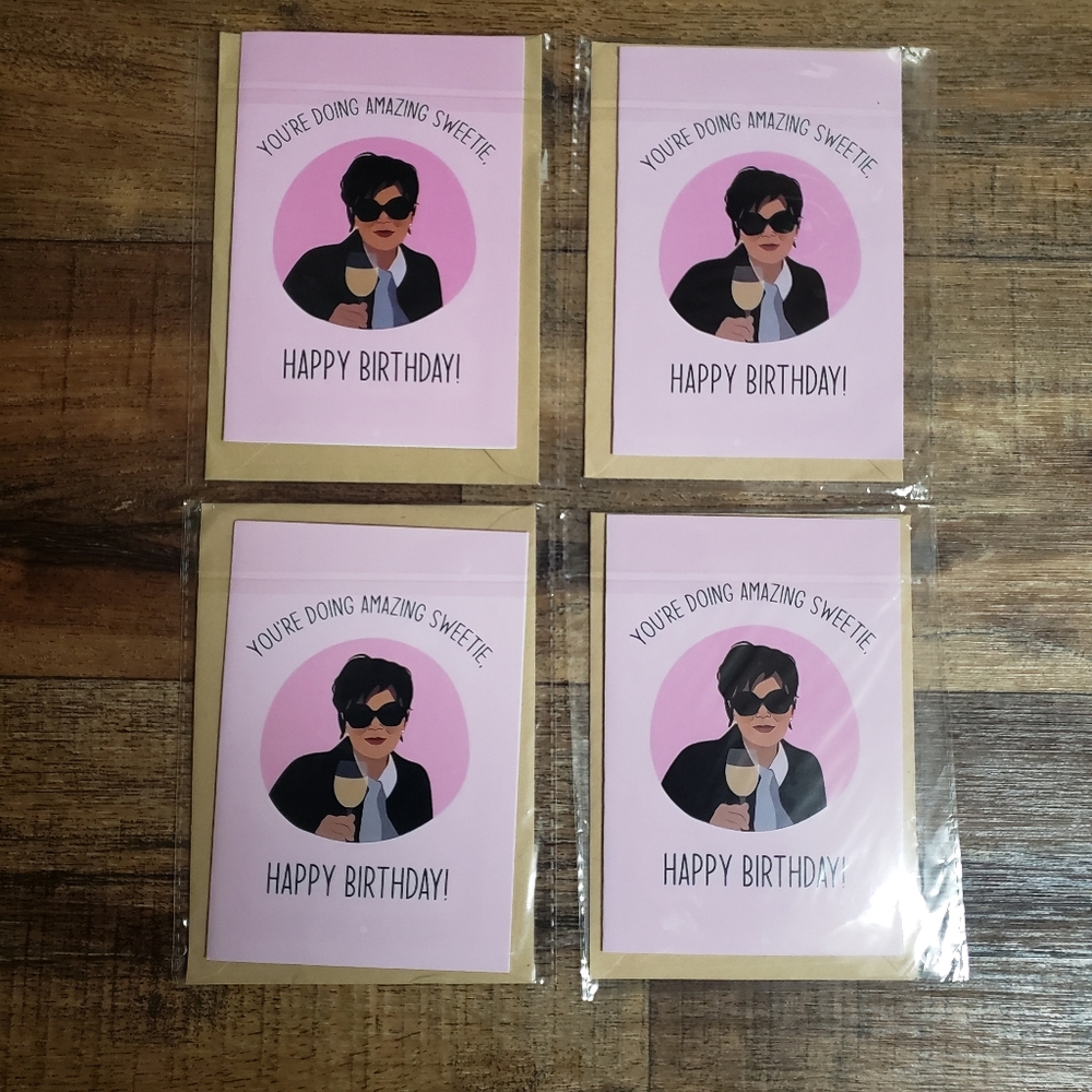 K.Jenner 'Happy Birthday' Greeting Card - Pack of 4